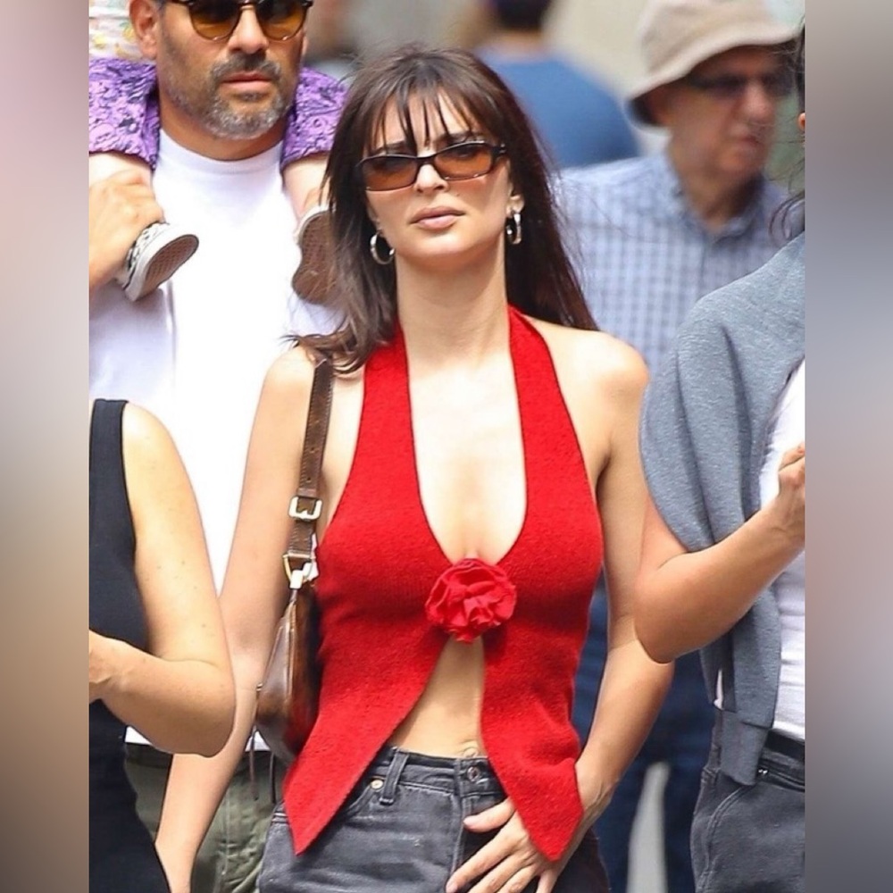 With Jean rose knit top